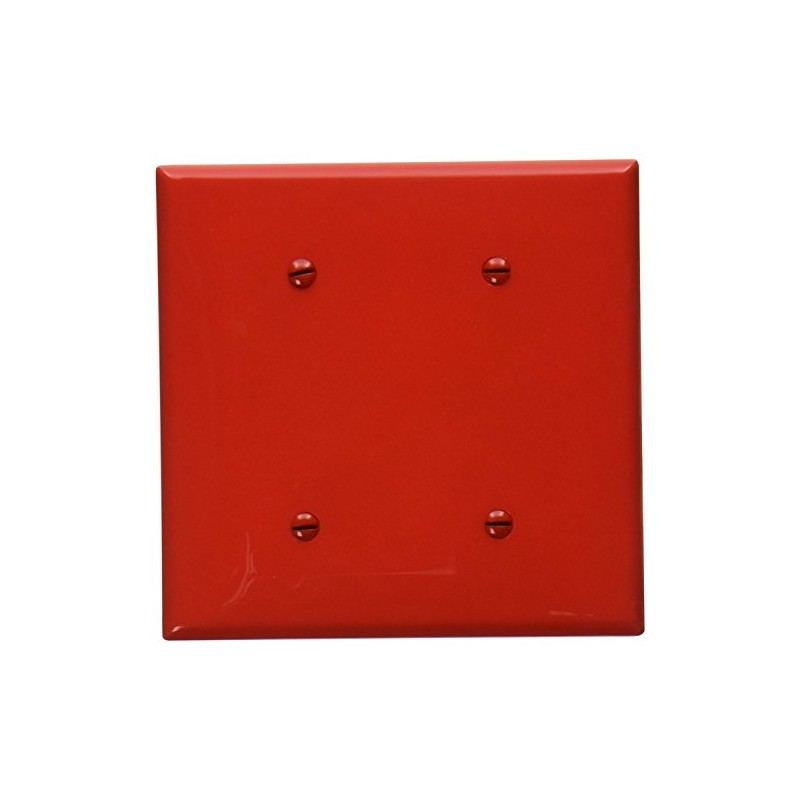 Leviton 2-Gang Blank Wallplate, Standard Size, Thermoplastic Nylon, 80734-R, Red