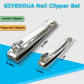 GIVEDOUA Nail Clipper Set,Premium Stainless Steel Fingernail and Toenail Clipper Cutters, Fingernail Clipper Cutters Sets with Nail File Sharp,Effortless Stainless Steel Nail Clippers for Men & Women