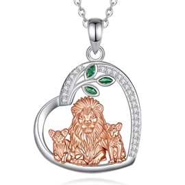 Vito 925 Sterling Silver Lion Mom Necklace for Women. Animal Mother Heart Necklace Mother's Day Gift for Mom Wife, 20" Stainless Steel Chain
