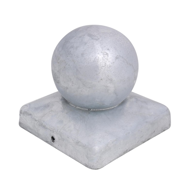 Galvanised Square Metal Fence Gate Post Cap With Ball Flange