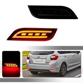 Tonsya For Subaru 2008-14 WRX/STI,08-up Impreza, 13-up XV Crosstrek Bumper Reflector Tail Lights Brake Stop & Rear Fog Lamps Smoked Lens OEM 84281FG000, 84281FG010; SU1185100, SU1184100