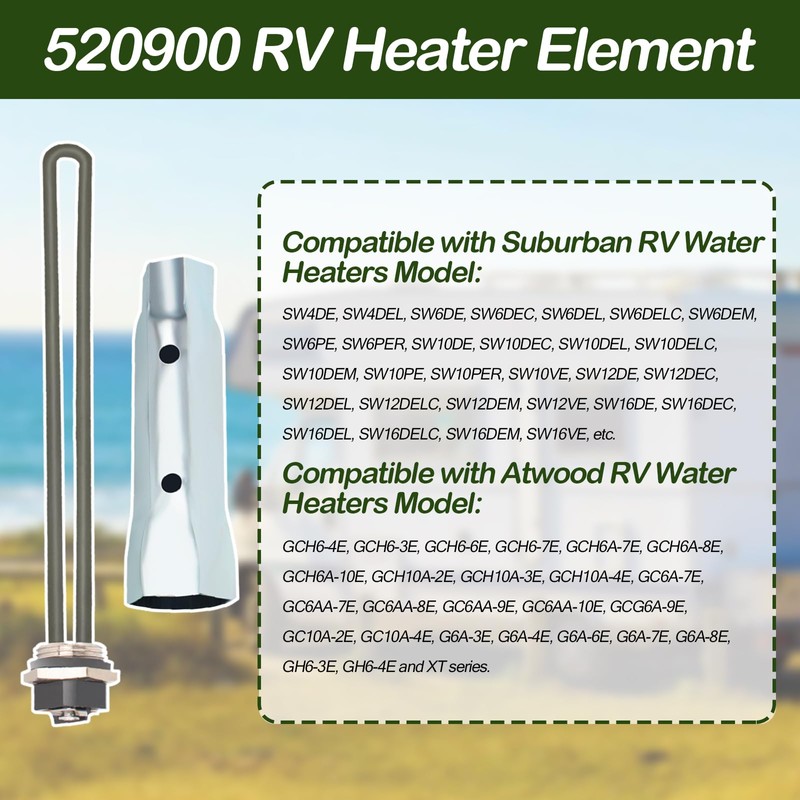 520900 RV Water Heater Element Replacement Suburban SW10DE SW6DE SW12DE