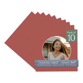 CountryArtHouse Brick Red Acid Free 13x13 Circle Picture Frame Mat with White Core Bevel Cut for 9x9 Pictures - Fits 13x13 Frame - Pack of 10 Matboard Show Kits With Acid Free Backings & Clear Bags
