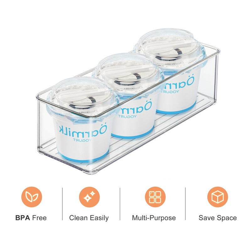 Heyuzb 4 PACK Freezer Organizer Bins Clear Stackable Storage Bins