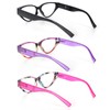MMOWW 3 Pack Fashion Cateye Reading Glasses for Women Stylish
