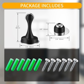 TOPTAKE Door Stoppers - Versatile and Durable Stainless Steel Door Stopper with Robust Magnetic Catch - Security Door Stopper, Holder & Jam, Ideal for All Surfaces (1, Black-1Pack)