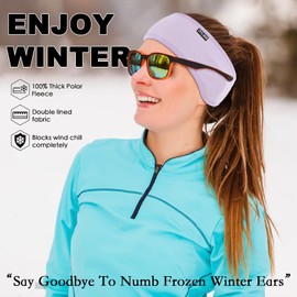 ZMUBB Fleece Ear Warmers for Men Women - Winter Headband Ear Muffs Ear Covers for Cold Weather Running Cycling Ski (purple)