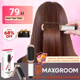 Peine Maxgroom Plegable para Cabello Rizado con Púas Extensibles y Espejo