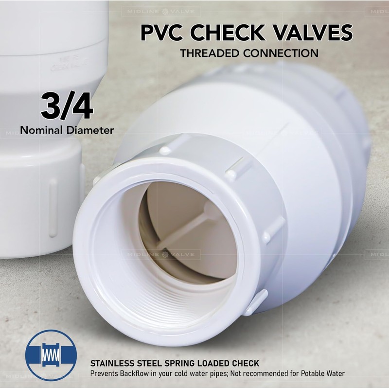 Midline Valve PVC Inline Check Valve for Backflow Prevention 3/4''