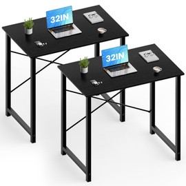 OLIXIS 32 Inch Home Office Desk, Small Computer Work Table with X-Shaped Reinforcement, Home Simple Modern Writing Study Table, 2 Pack, Black