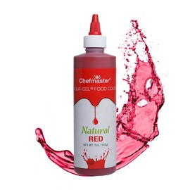 Chefmaster Red Natural Food Coloring | Plant-Based Dye for Icing, Fondant, Mousse, Pudding | Decorating Non-Bake Desserts | Easy-to-Use | Manufactured in the USA | 7 oz