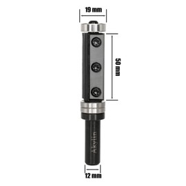 AKYLIN Reversible Plates Flush Cutter 12 mm Shank, 2-Sided Interchangeable Carbide Blade, Flush Cutter with Ball Bearing, Wood Cutter for Edge Processing