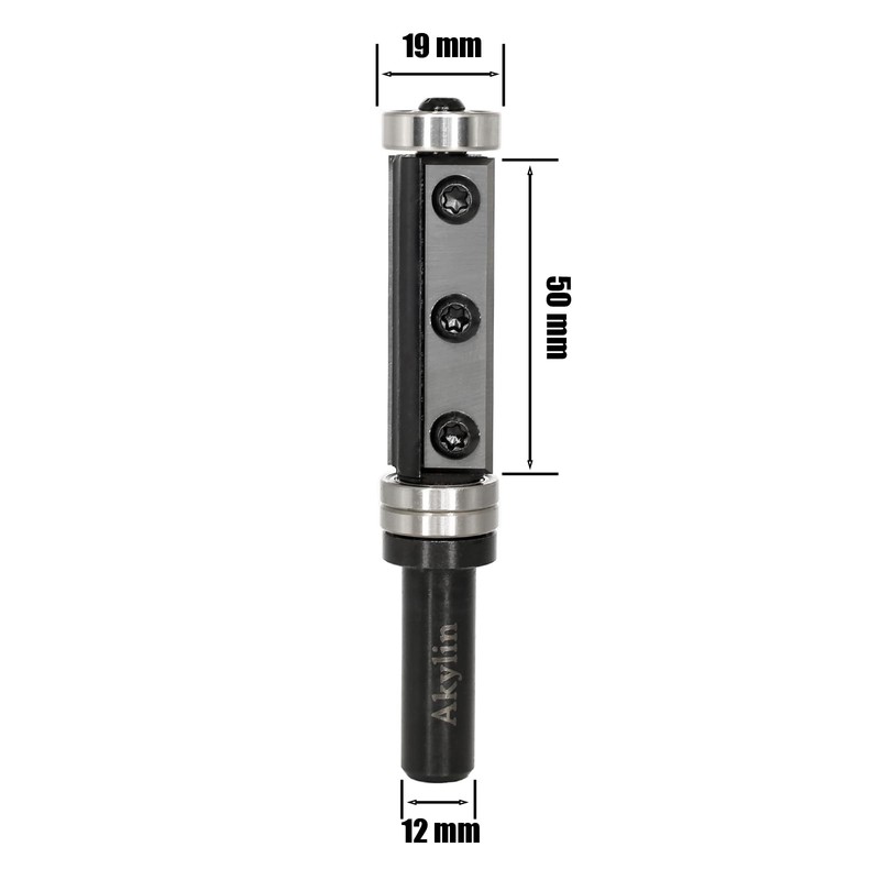 AKYLIN Reversible Plates Flush Cutter 12 mm Shank, 2-Sided Interchangeable