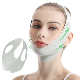 Faja Papada Facial Lifting, Reutilizable Faja para Papada Mujer, Faja Facial para Dormir,Correa Facial para V-Lifting, Reductor de Papada V con Banda Ajustable - Moldeador Facial (Verde)