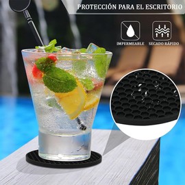 Timotech Juego de 8 Posavasos de Silicona con Soporte, Portavasos Antideslizantes y Resistentes al Calor para Mesa, Tapetes Protectores para Bebidas Calientes o Frías