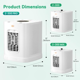KOOBE 7-in-1 Air Purifier for Home,HEPA H13 Filter,With Cooling and Humidifying Function,70+300 m³/h CADR,Remove Dust Smoke Pollutants Odor,Pet Dander,Covers Large Room Up to 1100 ft² (Z300)