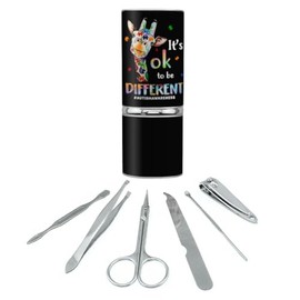 GRAPHICS & MORE Autism Awareness Giraffe Stainless Steel Manicure Pedicure Grooming Beauty Care Travel Kit