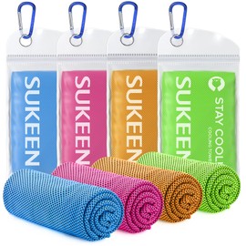 Sukeen 40"x12" Cooling Towel, 4 Pack Ice Towel, Cooling Neck Wrap Scarf, Soft Breathable Chilly Towel, Microfiber Ice Cold Towel for Men Women Gym Towel Sports Towel Yoga Towel Golf Towel