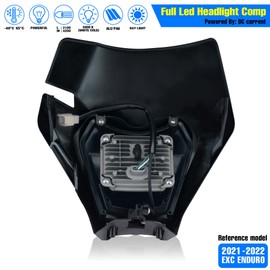 MCHMFG Dirt Bike Headlight Dirtbike LED Headlights Kit Motorcycle Head Lamp Light Kit Universal for Most Dirt Pit Enduro Bike Motorcycle Headlamp Frontlight for ATV (Black)