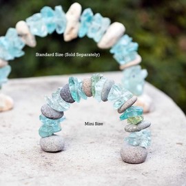 Garden Age Supply Mini Stone and Glass Rock Cairn Arch Sculpture - Decorative Home Accent - Zen Decor - Natural Art