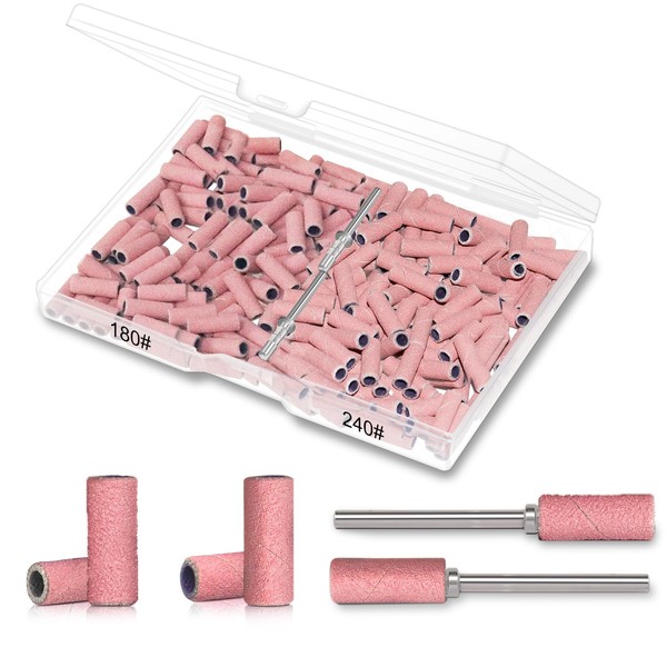 BLESWIN 200pcs #180#240 Grit Small Sanding Bands for Nail Drill