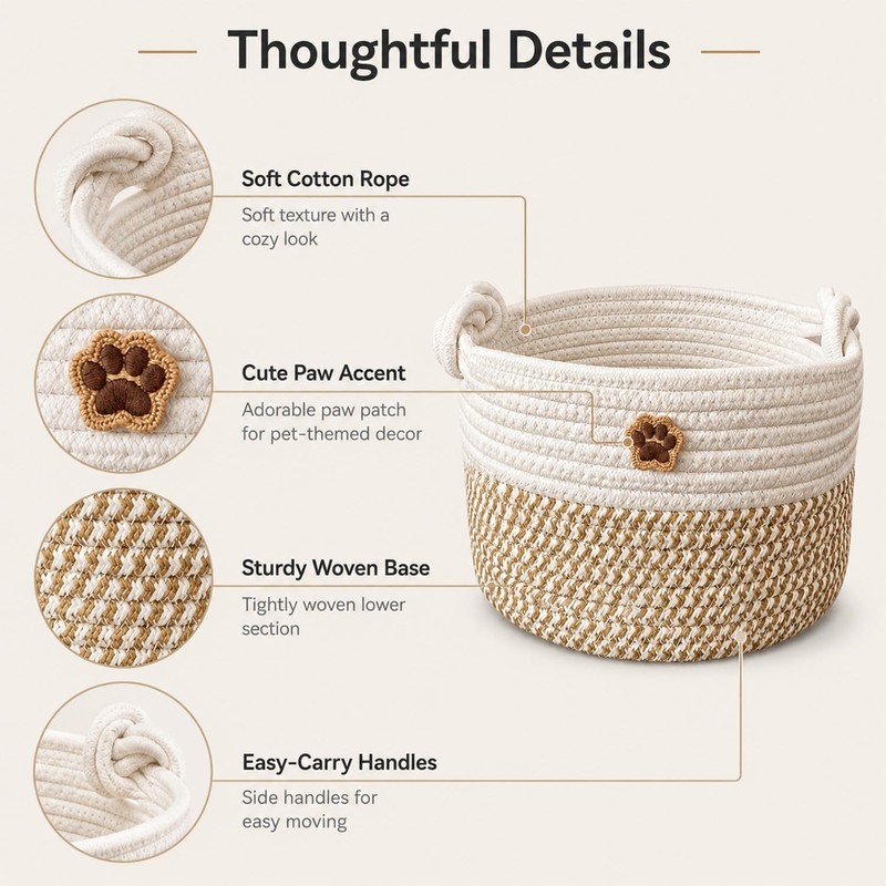 2 PCS Dog Toy Basket, Adorable Dog Toy Box for