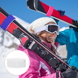TIXIPEM Ski Fastener Straps [4Pcs] - Winter Sports Accessories Carrier Strap with Protective Pad Use for Carrying Ski Boards & Pole - [White] Adjustable Hook and Loop Tape