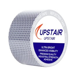 Upstair 2in x 5yds High-Intensity Reflective Tape for Vehicles Bikes Clothes Helmets Mailboxes,Silver & White (2‘’x15’)