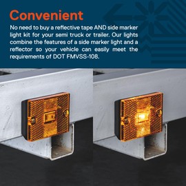 TRUE MODS 4pc 2x3 3x2 Inch Amber LED Stud-Mount Side Marker Light [DOT FMVSS-108] [SAE AP2] [IP67 Waterproof] [Integrated Reflector] for Utility Boat Trailers Over 80" Camper RV Clearance Light