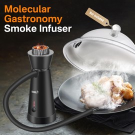 BORUIT Cocktail Smoker Kit,Smoking Gun Food Smoker with Cup Lid and 4 Flavors Wood Chips,Handheld Portable Drink and Food Smoker Infuser for Cocktails Meat Drinks BBQ Cheese(Black)