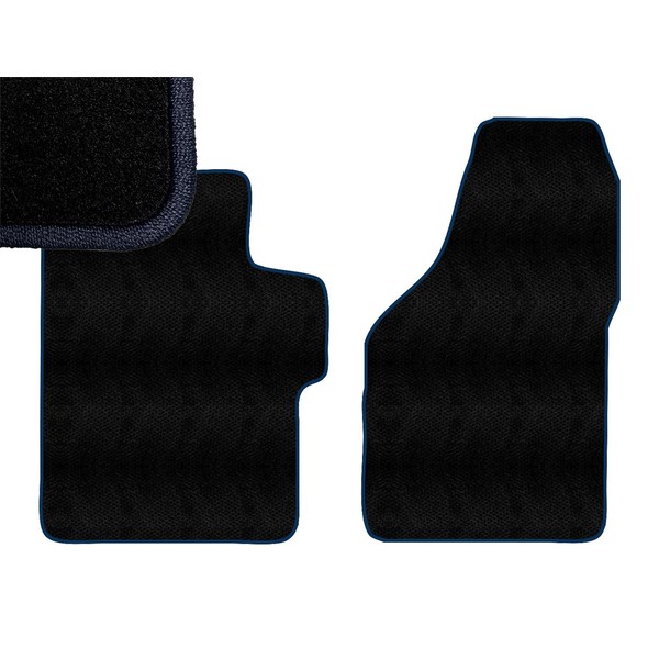 Navy Blue Edge Custom Fit Front Carpet Floor Mats, Black,