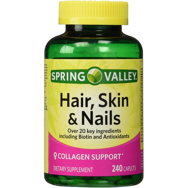 Spring Valley - Hair, Skin & Nails, Biotin-Collagen-Gelatin, 240 Caplets