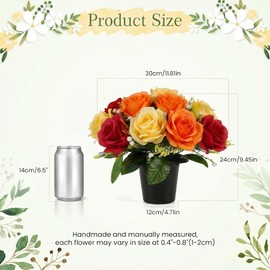 Fuyuleyo 2 Pack Artificial Grave Flowers in Pots, 30cm Silk Flowers for Graves Memorial Cemetery Flower, Weatherproof UV Resistant Funeral Arrangements for Outdoor Graveside Ornaments, Orange