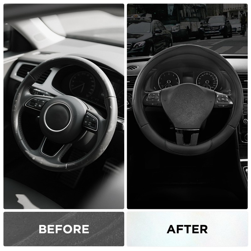 Steering Wheel Cover, Breathable Anti-Slip Leather Steering Wheel Cover, Universal