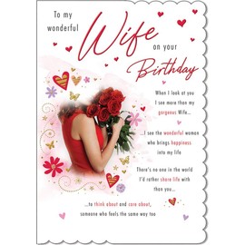 Piccadilly Greetings Traditional Birthday Card Wife - 9 x 6 inches, A20196