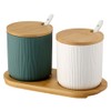 OnePine Set of 2 Sugar Bowl, Ceramic Spice Jar Condiment