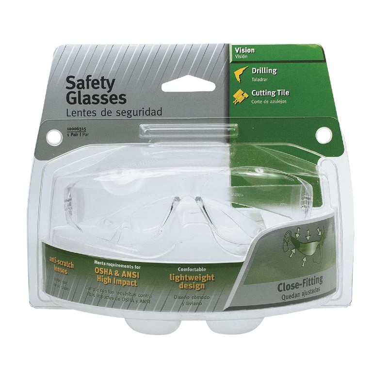 Safety Works 10006315 Close-Fitting Safety Glasses, Clear Lens