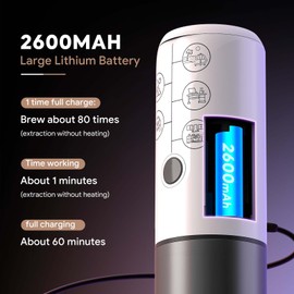 HAILASRE Portable Espresso Machine Mini 12V Rechargeable 3-in-1 Multi-Function Electric Coffee Machine One Key Extraction Compatible with NS & DG Capsules and Ground Coffee for Office Home (White)