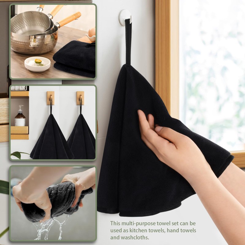 VIVOTE 2-Piece Hand Towels Set with Loops, Fast Drying Hand