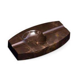 Handcrafted Genuine Marble Brown Cigar Ashtray with Two Cigar Rests