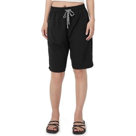 Actleis ls18003 Women's Swimwear, Shorts, Surf Shorts, Board Shorts, Sea Pants, Half Pants, Long Length, Pool, Ocean, Surfing, Sauna, Yoga, Stylish, Amphibious, Black