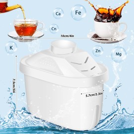 Tujoe 4 Pcs Alkaline Water Filter Replacement Alkaline Water Pitcher Replacement Cartridge for Healthy Drink, 7 Stage Filtration System to Purify