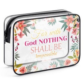 Religious Gift Christian Gifts for Women Bible Verse Cosmetic Bag Inspirational Motivational Gift for Her Friend Coworker Employee Sister Clear Toiletry Bag Church Gift Makeup Bag Christmas Faith Gift