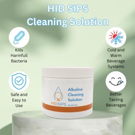 Alkaline Cleaning Solution for Beverage Systems - 8 oz cleaner for coffee machine and pot, espresso, soda machine, blender, water dispenser jug, home and office