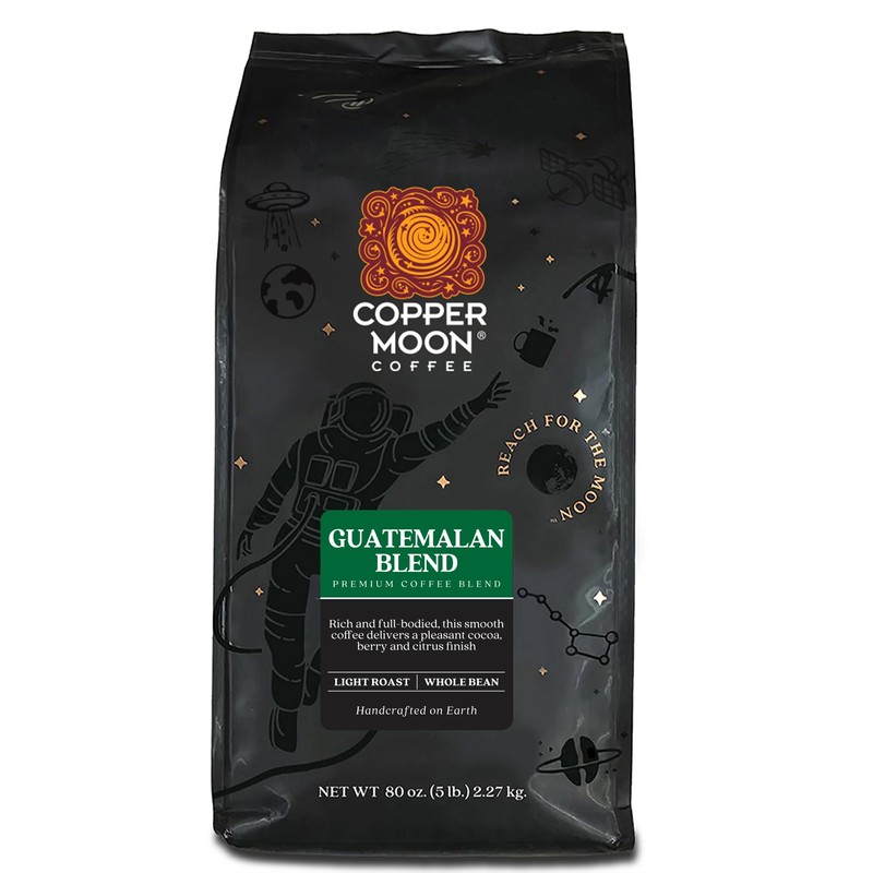 Copper Moon Light Roast Whole Bean Coffee, Guatemalan Blend, 5