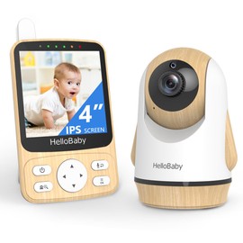 HelloBaby 4" IPS Video Baby Monitor with Camera - No WiFi, 26Hrs Battery, Night Vision, 2-Way Audio, Remote PTZ & Temp Sensor, 1000ft Range for Cribs/Nursery/Pets/Travel