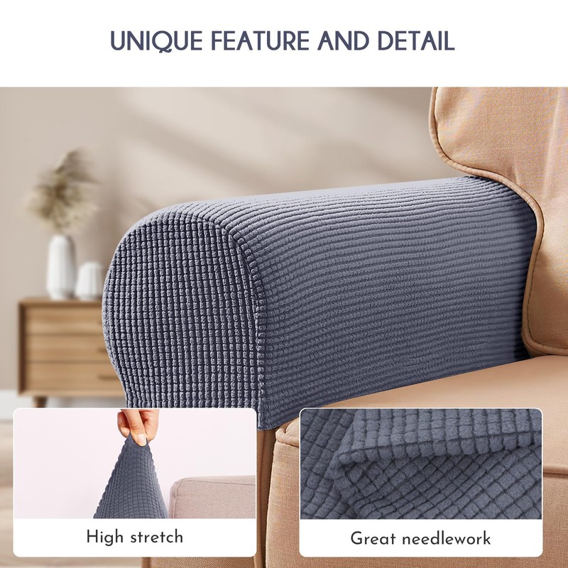 Cabilock 2pcs Stretch Sofa Armrest Covers Elastic Couch Arm Covers