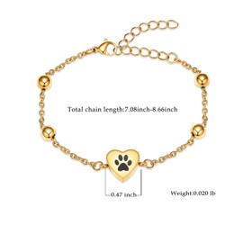 AIWENXI Heart Cremation Urn Bracelet for Ashes Dog/Cat Paws Print Stainless Steel Memorial Keepsake Jewelry Pet Ash Bracelet Jewelry for Men Women Gifts