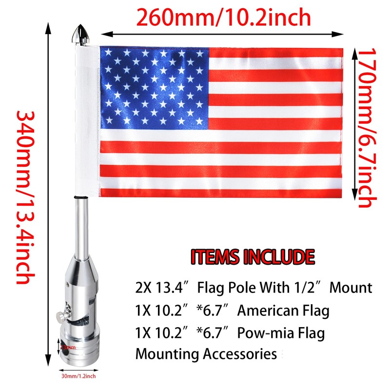 2 Pack Motorcycle Flag Pole Mount Kits Compatible For Harley