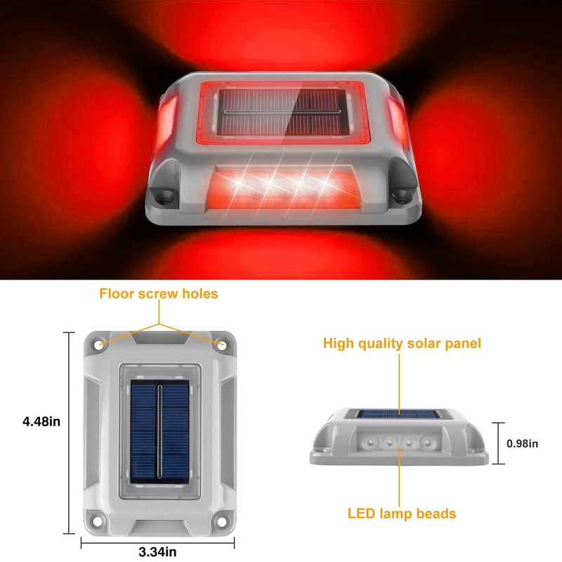 T-SUN Solar Deck Lights Outdoor 12 Pack, Red LED Driveway